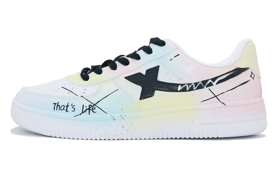XTEP Air Force 1 Slip Resistant Abrasion Resistant Low top Skateboard Shoes Women's White Blue Pink