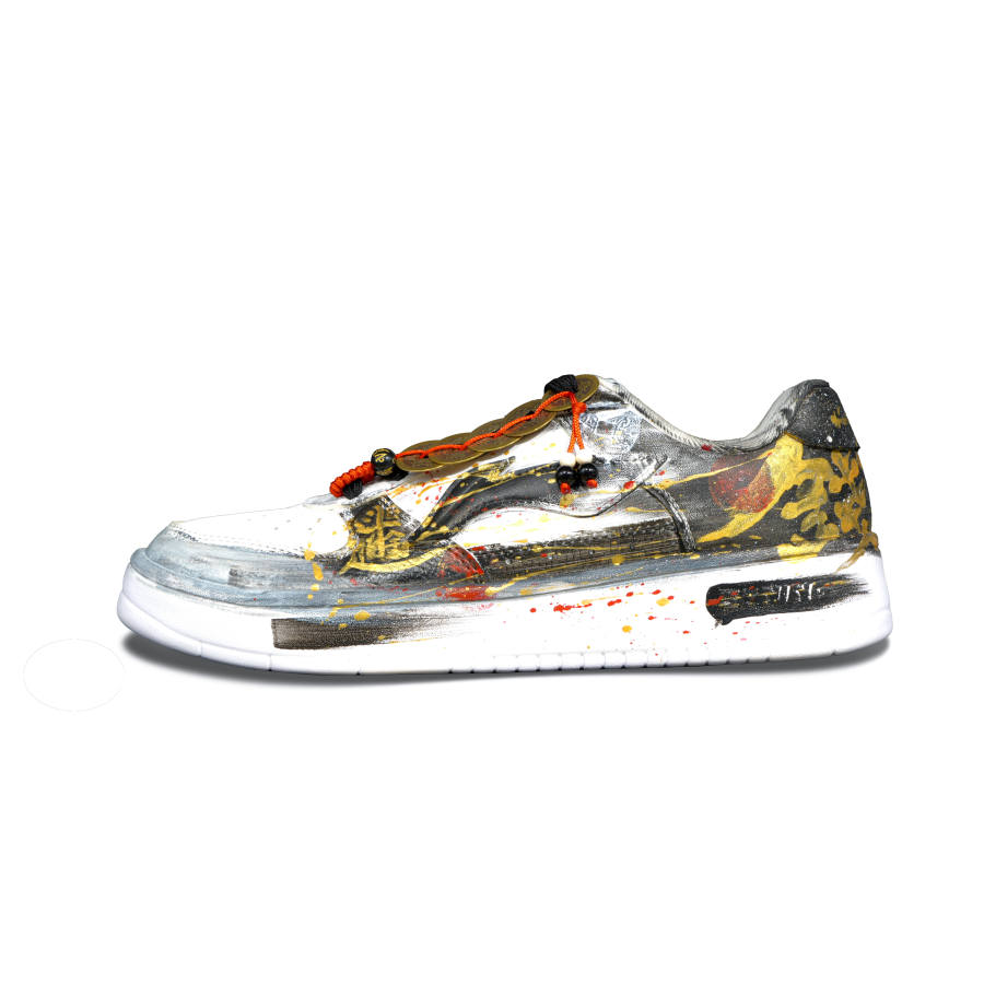 Li-Ning Li Ning Floating Boat Slip Resistant Cushioning Low top Skateboard Shoes Unisex Black Gold