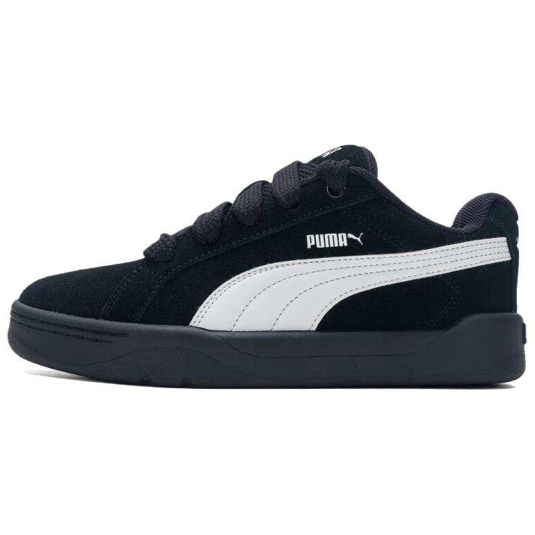 PUMA Park Lifestyle Cow Split Leather Slip Resistant And Breathable Low top Skateboard Shoes Unisex Black
