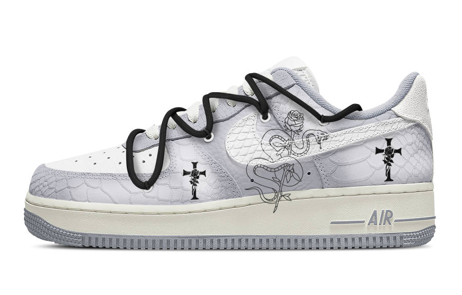 Nike Nike Air Force 1 Slip Resistant Abrasion Resistant Low top Skateboard Shoes Women's Light Gray