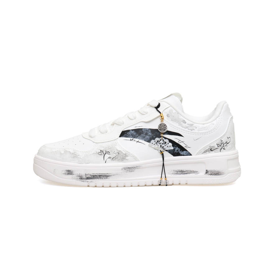 Anta Misty Radiance Synthetic Leather Slip Resistant Cushioning Low top Skateboard Shoes Men's White Black