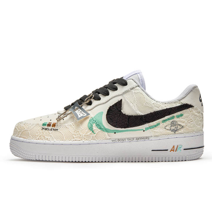 Nike Nike Air Force 1 Da Vinci Custom, Clay Bone Low top Skateboard Shoes Unisex Beige