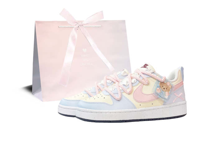Nike Nike Court Borough Low top Skateboard Shoes GS Blue Yellow Pink