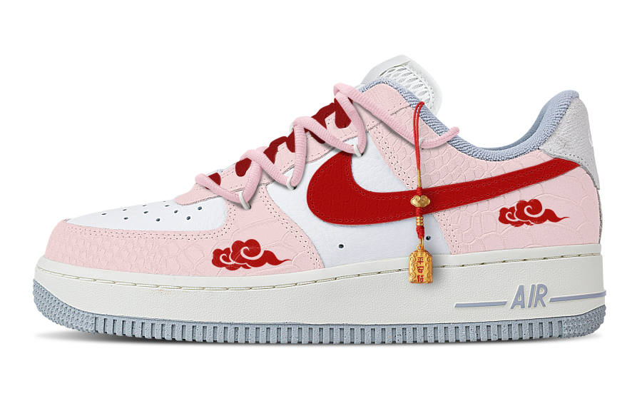 Nike Nike Air Force 1 Auspicious Clouds Of Fortune Anti-Slip Wear-Resistant Low-Top Skateboard Shoes Women's Red Pink