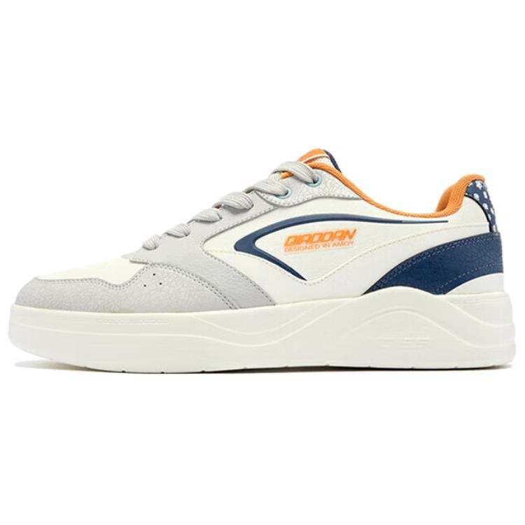 QIAODAN Fashion Trend Slip Resistant Abrasion Resistant Low top Skateboard Shoes Men's White Gray Blue