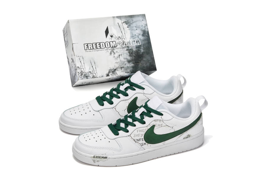 Nike Nike Court Borough Free Panda, Box, Wild Moss Slip Resistant Low top Skateboard Shoes Women's White Green