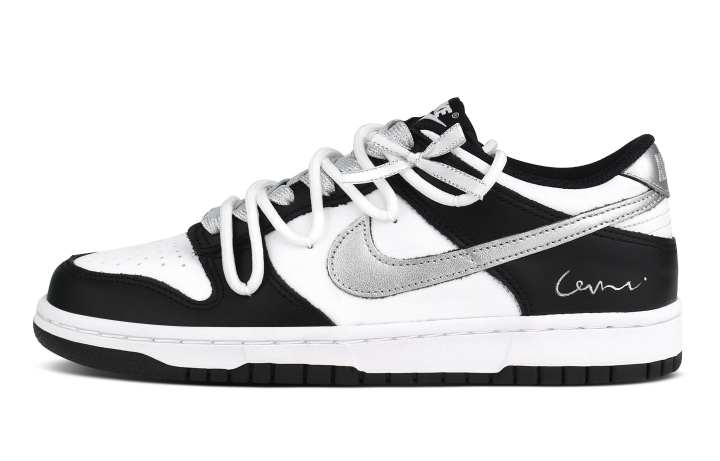 Nike Nike Dunk Abrasion Resistant Lightweight Low top Skateboard Shoes Women's Black Silver