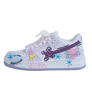 OYNN Young Oh, Dreamy Space Theme Box Microfiber Leather Slip Resistant Abrasion Resistant Low top Skateboard Shoes