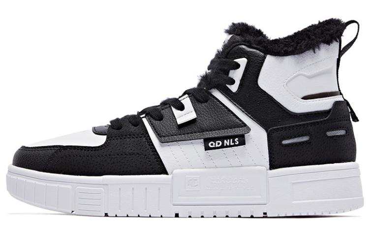 QIAODAN Fleece lined Slip Resistant, Abrasion Resistant, Lightweight High top Skateboard Shoes Women's Black White