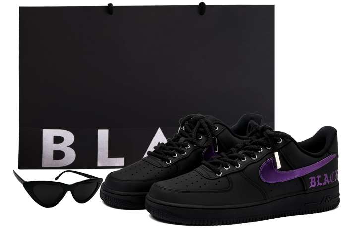 Nike Nike Air Force 1 Low top Skateboard Shoes Unisex Black Purple