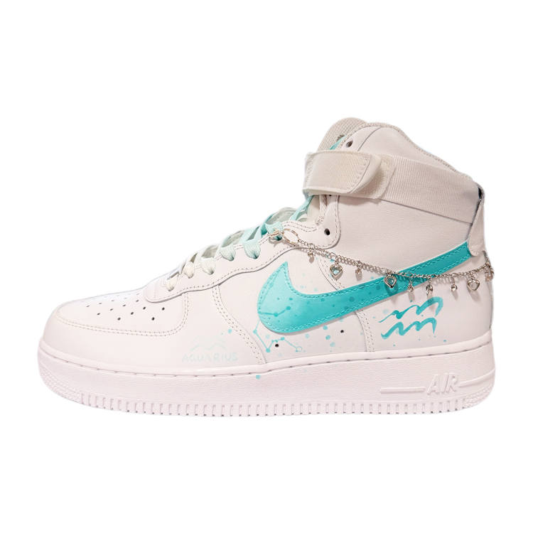 Nike Nike Air Force 1 Fantasy Blue Abrasion Resistant High top Skateboard Shoes Men's White Blue