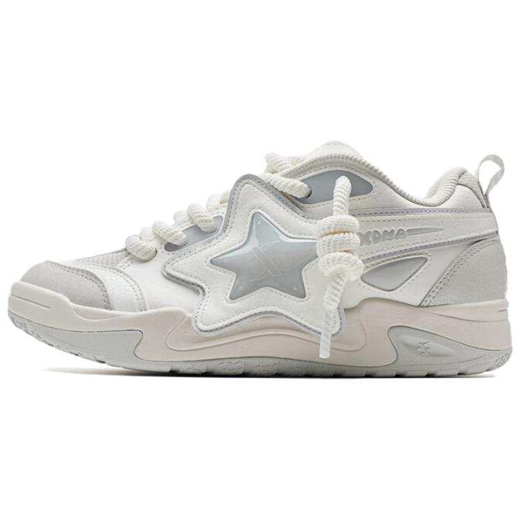 XTEP Abrasion Resistant Lightweight Wear resistant And Lightweight Low top Skateboard Shoes Men's White Gray