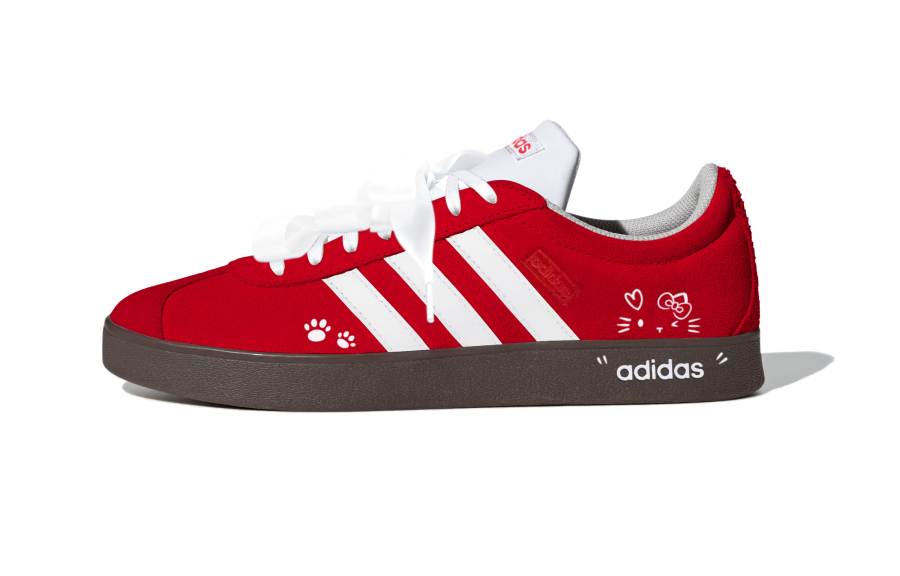 Adidas Adidas VL COURT 2.0 Cute Claw Red Meowth Abrasion Resistant Low top Skateboard Shoes Unisex Red White