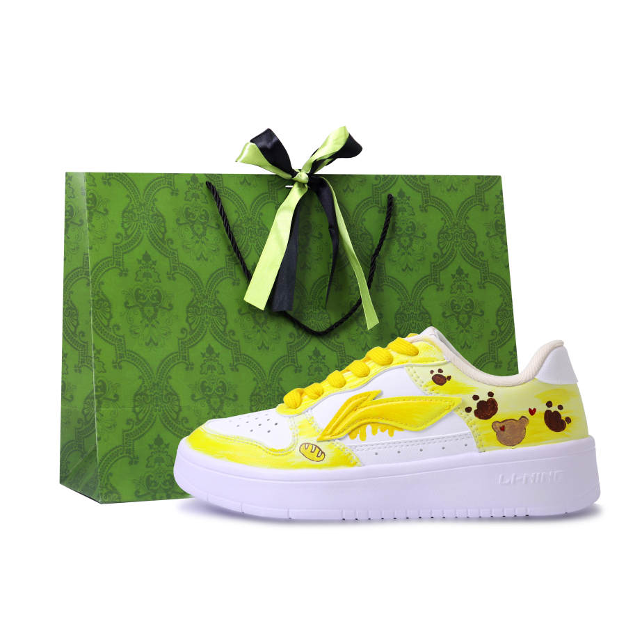 Li-Ning Li Ning Floating Boat Cushioning Lightweight Breathable Low top Skateboard Shoes Unisex White Yellow Brown
