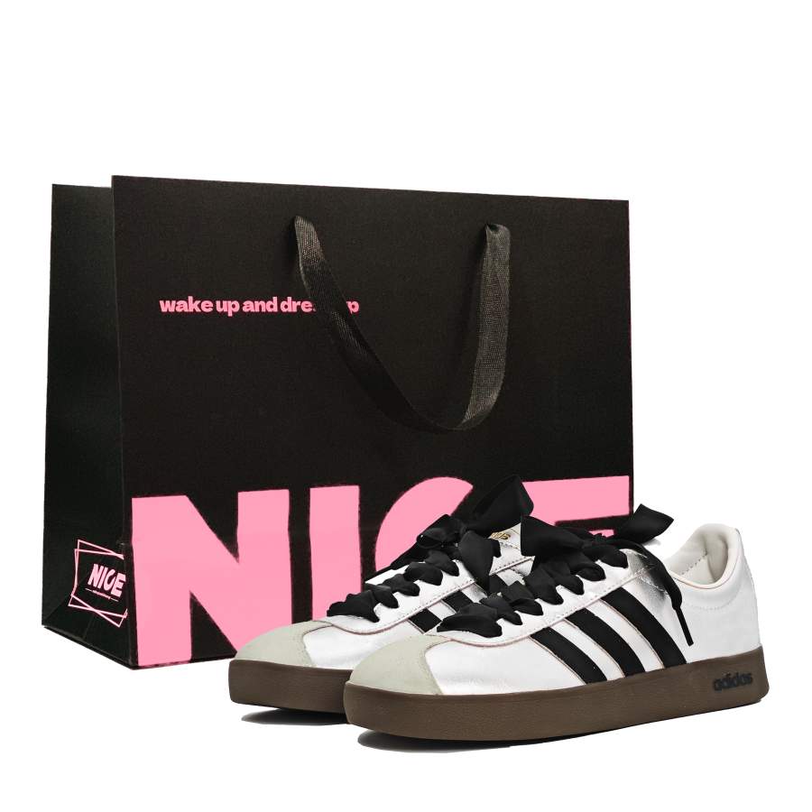 Adidas Neo VL Court 2.0 Galaxy Black Box Slip Resistant Low top Skateboard Shoes Unisex Silver