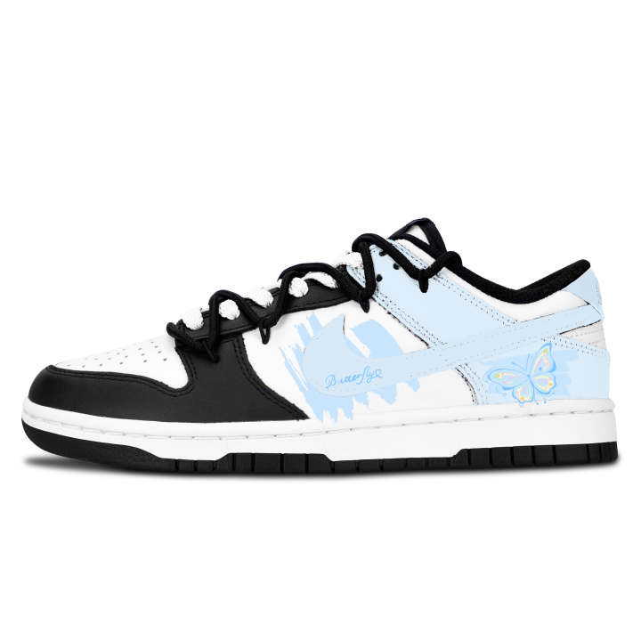Nike Nike Dunk Black White, Fresh Butterfly Blue Abrasion Resistant Low top Skateboard Shoes Unisex Blue