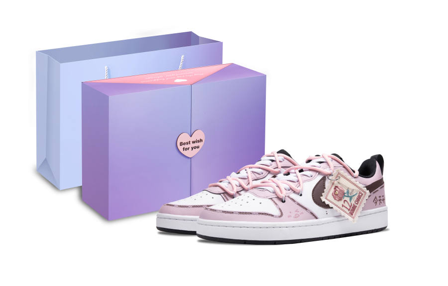 Nike Nike Court Borough Blooming Season Slip Resistant Low top Skateboard Shoes GS Pink White
