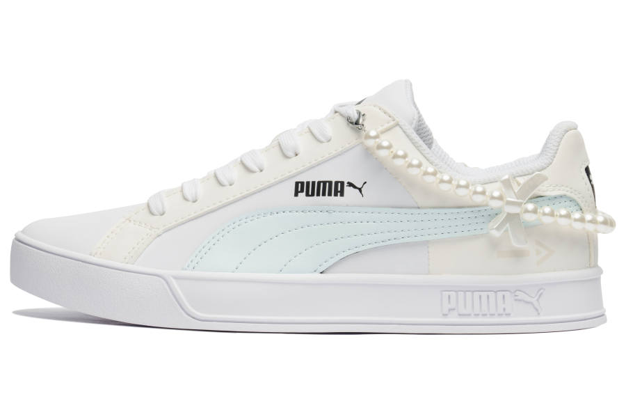 PUMA Smash Vulc Quick Dry Impact Resistance Low top Skateboard Shoes Women's White Blue