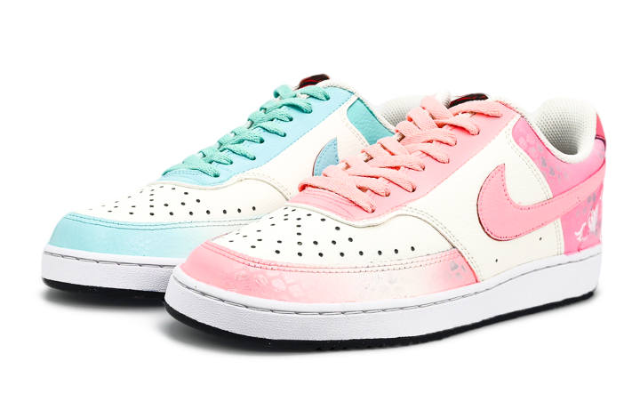 Nike Nike Court Vision 1 Abrasion Resistant Low top Skateboard Shoes Unisex Pink Blue