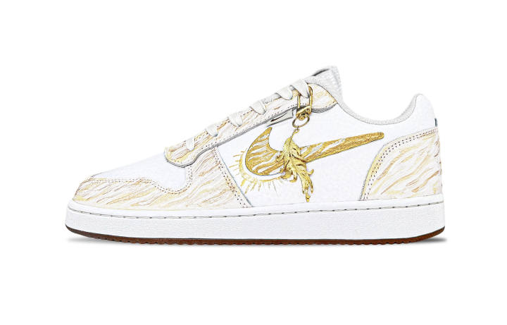 Nike Nike EBERNON Golden Thread Garment Abrasion Resistant Low top Skateboard Shoes Men's Gold White