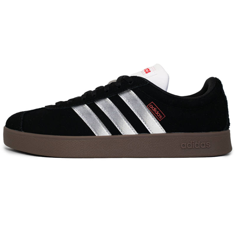 Adidas Adidas VL COURT 2.0 Abrasion Resistant Abrasion Resistant Low top Skateboard Shoes Unisex Black Silver