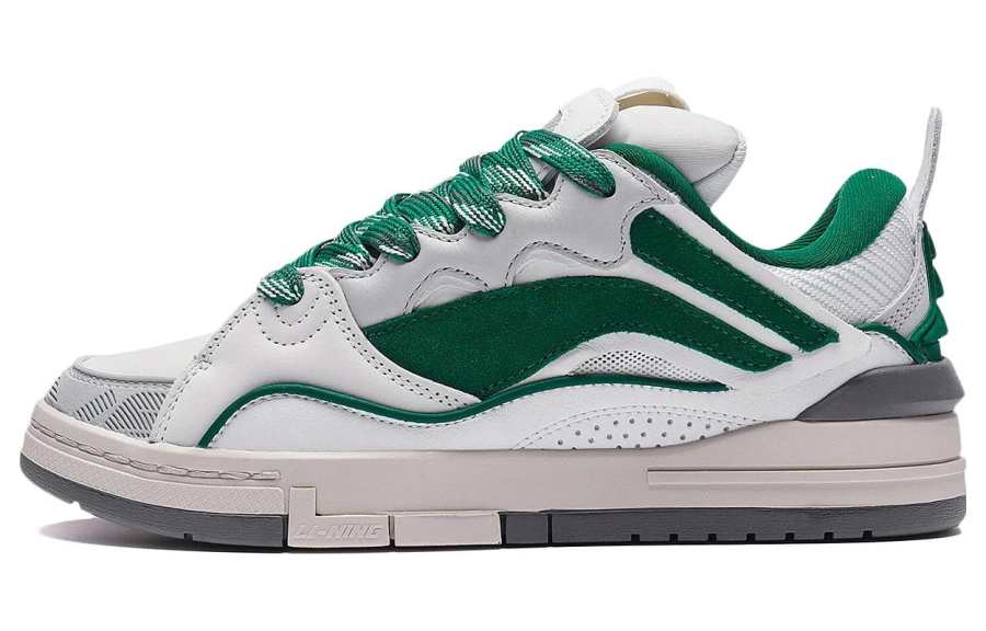 Li-Ning Li Ning Wave Golden Slip Resistant Abrasion Resistant Low top Skateboard Shoes Women's White Green