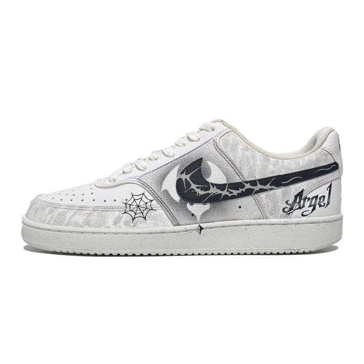 Nike Nike Court Vision 1 Dark Thorn Lightweight And Breathable Low top Skateboard Shoes Men's Black White