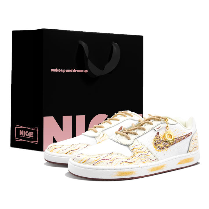 Nike Nike EBERNON Abrasion Resistant Low top Skateboard Shoes Men's White Gold