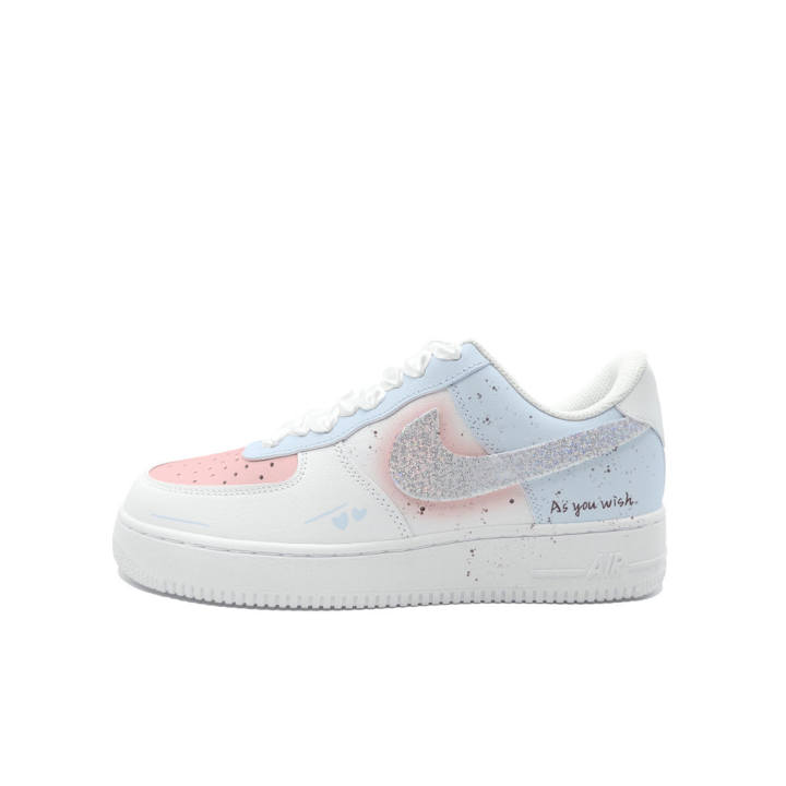 Nike Nike Air Force 1 Slip Resistant Abrasion Resistant Low top Skateboard Shoes Unisex Sky Blue