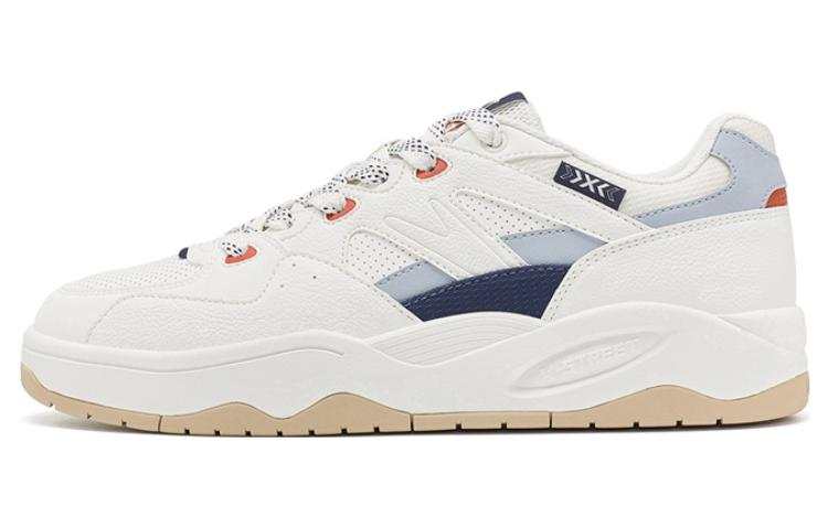 XTEP Textile, Synthetic Leather Non slip Lightweight Low top Skateboard Shoes Men's White Blue