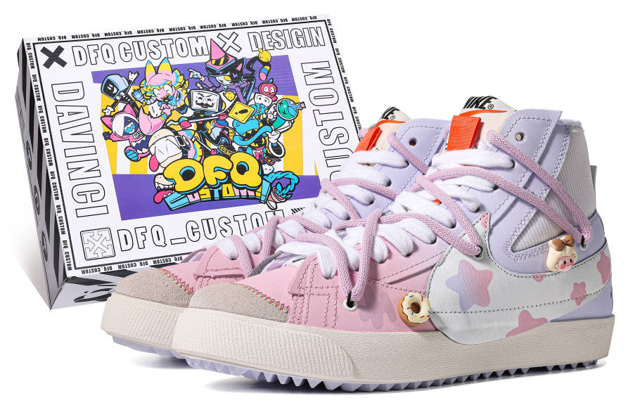 Nike Nike Blazer Leather Cushioning Abrasion Resistant Balance Mid top Skateboard Shoes Unisex Pink Purple