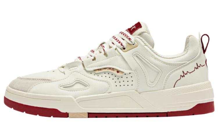 QIAODAN Inheritance 1.0 Slip Resistant Balance Breathable Height Increasing Low top Skateboard Shoes Men's White Red