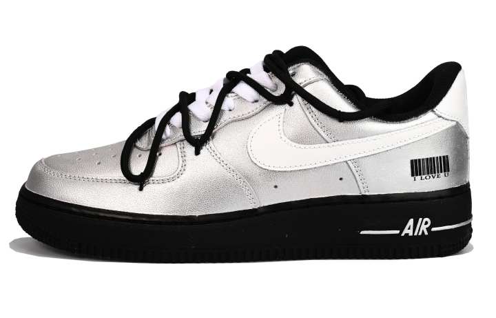 Nike Nike Air Force 1 Slip Resistant Low top Skateboard Shoes Unisex Black Silver