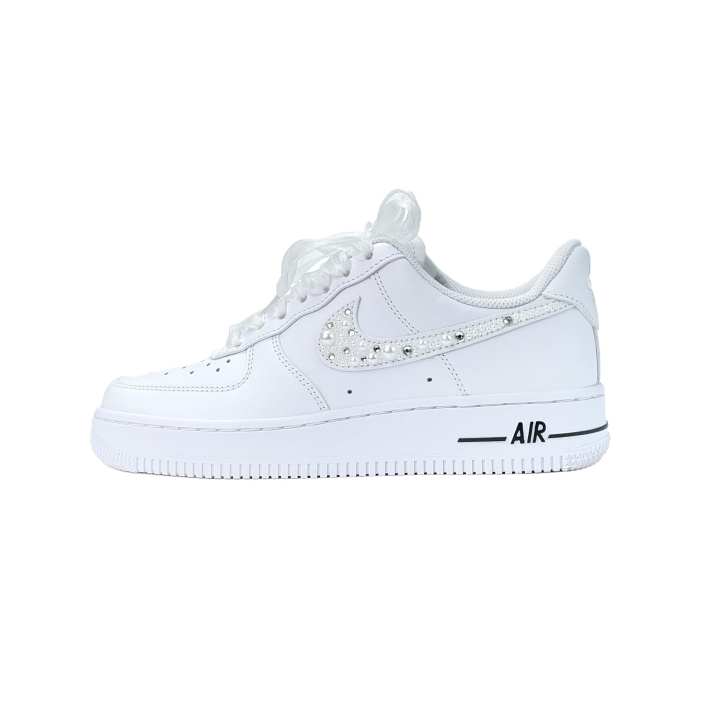 Nike Nike Air Force 1 Sparkling Stars Slip Resistant Abrasion Resistant Low top Skateboard Shoes Unisex White