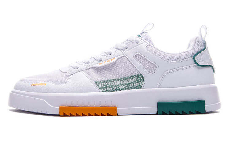 XTEP Mesh Slip Resistant, Abrasion Resistant, Breathable Low top Skateboard Shoes Men's White Green