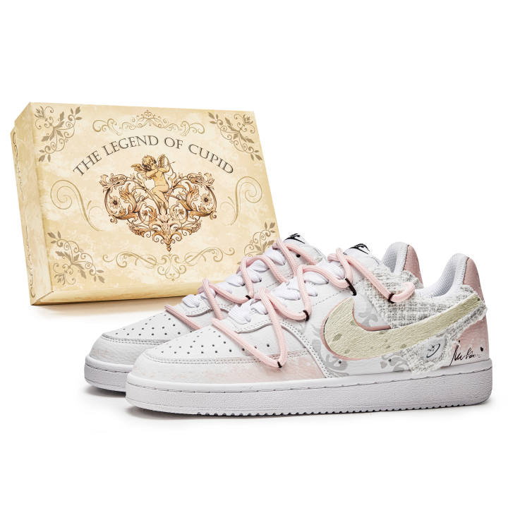 Nike Nike Court Vision 1 Slip Resistant Low top Skateboard Shoes Men's Pink White