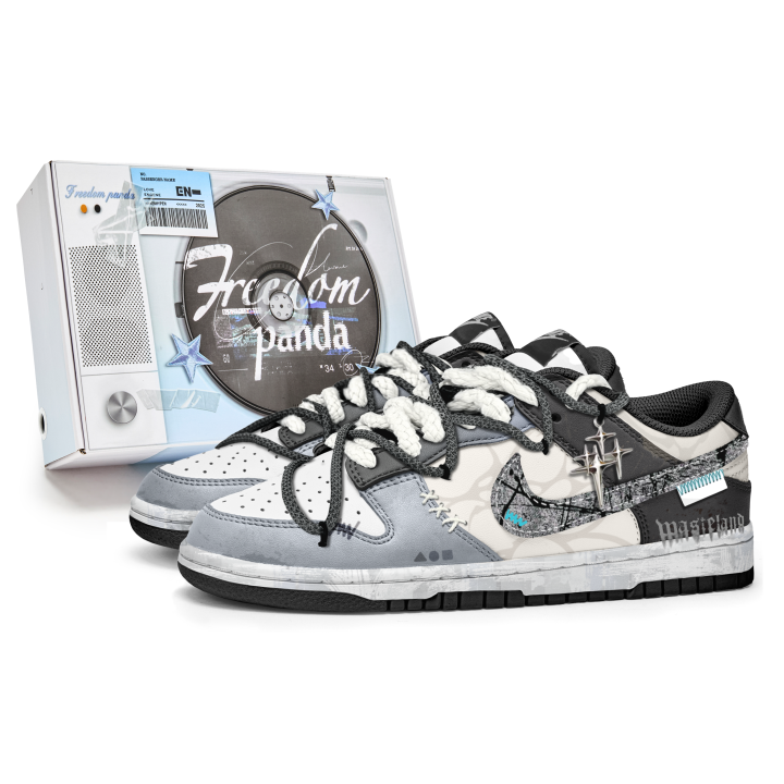 Nike Nike Dunk Box, Hollow Tone Slip Resistant Abrasion Resistant Low top Skateboard Shoes Unisex White Gray