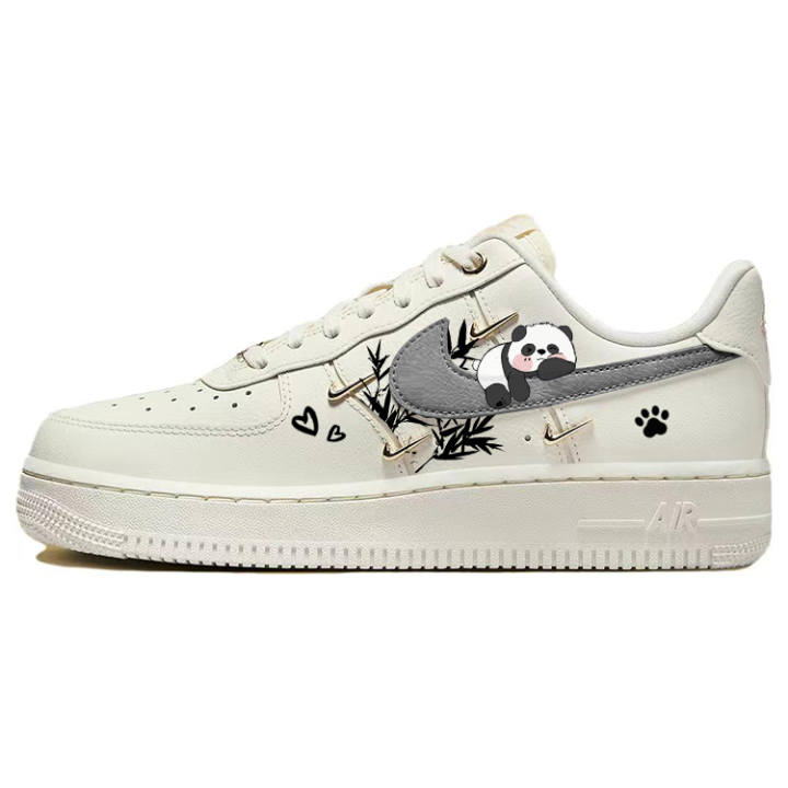 Nike Nike Air Force 1 Cushioning Abrasion Resistant Slip Resistant Low top Skateboard Shoes Women's Beige Gray