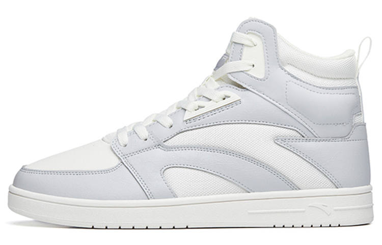Anta Streetwear Collection Slip Resistant Cushioning Abrasion Resistant High top Skateboard Shoes Men's White Gray