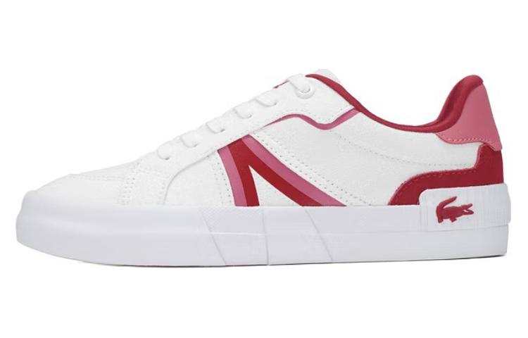 LACOSTE Fabric Low top Skateboard Shoes Women's White Red