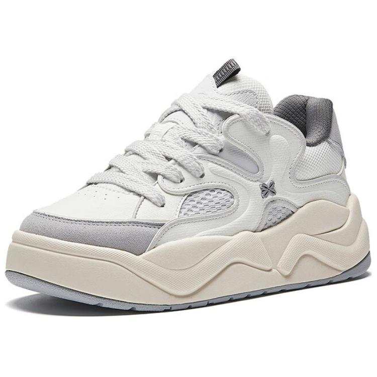 Anta Freesia Textile, Synthetic Leather Low top Skateboard Shoes Women's White Gray
