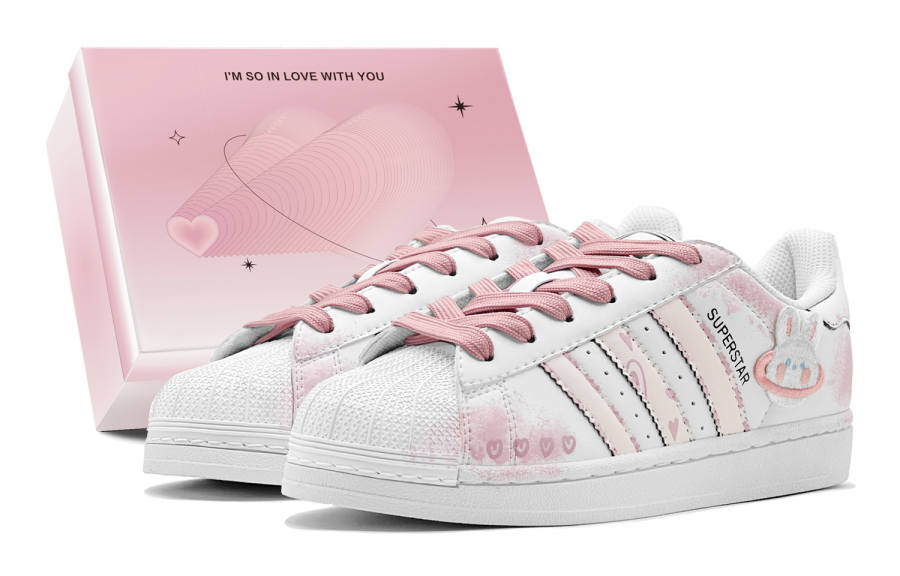 Adidas Originals Superstar 2 Pink Planet Bunny Low top Casual Skate Shoes Unisex Pink White