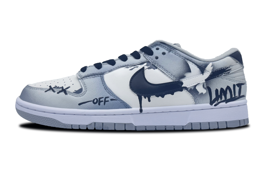 Nike Nike Dunk Off White Dove Graffiti Abrasion Resistant Low top Skateboard Shoes Unisex Gray