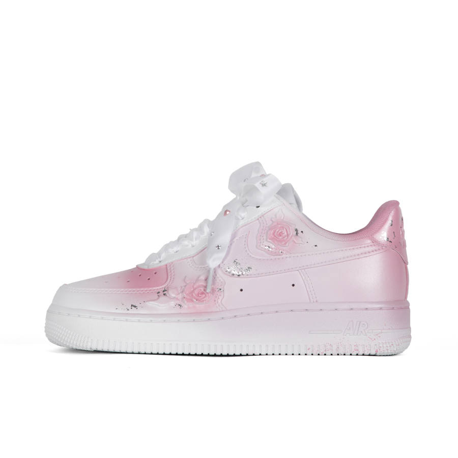Nike Nike Air Force 1 Slip Resistant Abrasion Resistant Low top Skateboard Shoes Women's White Pink