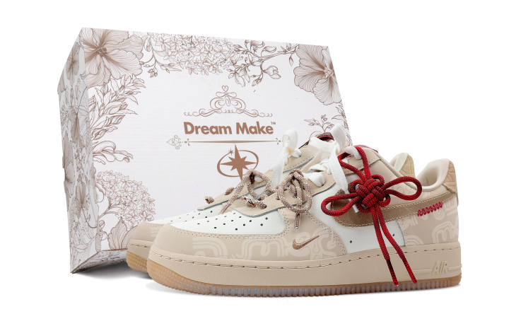 Nike Nike Air Force 1 Slip Resistant Abrasion Resistant Low top Skateboard Shoes Women's Light Brown