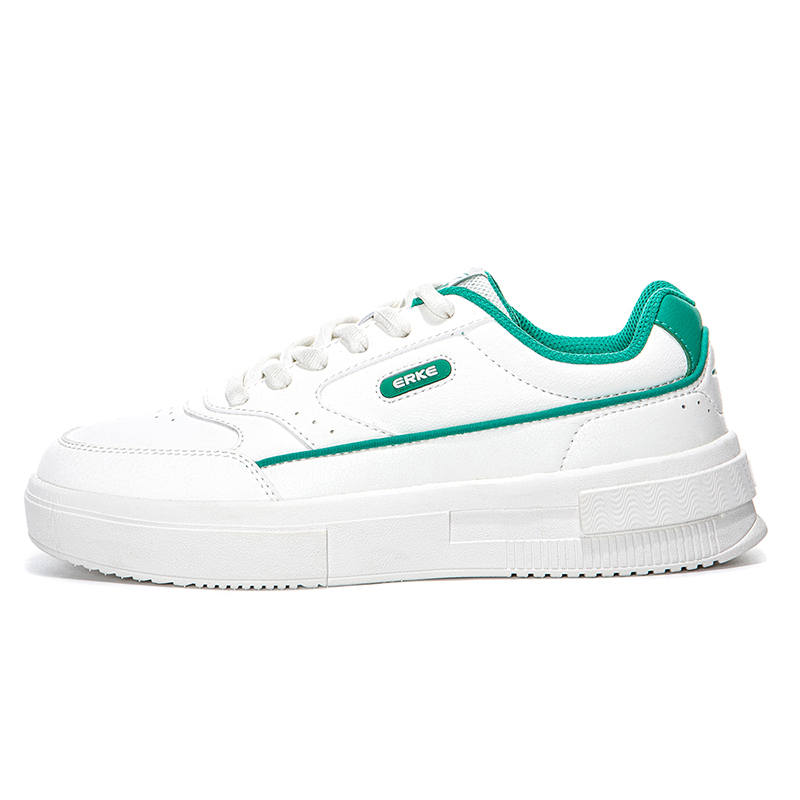 Erke Sports Life Collection White Sneakers Low top Skateboard Shoes Women's White Green