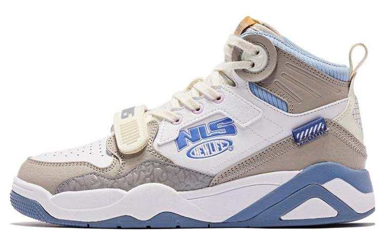 QIAODAN Non slip Lightweight High top Skateboard Shoes Women's White Gray Blue