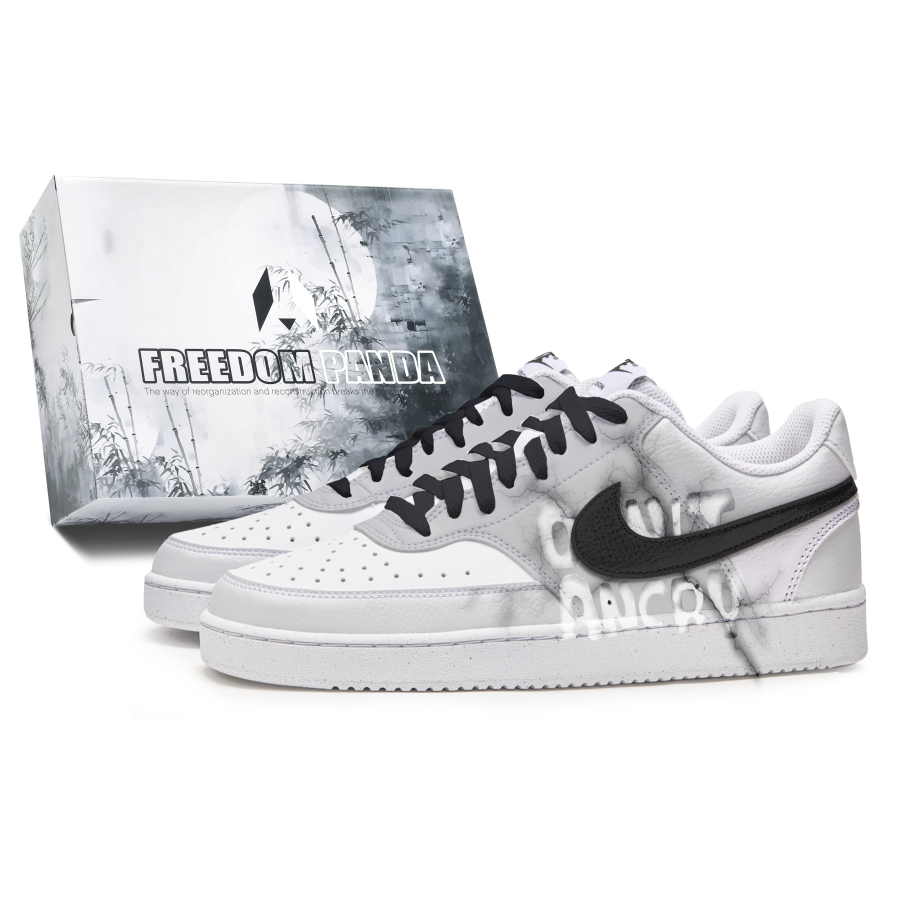 Nike Nike Court Vision 1 Freedom Panda, Box, Extinction Slip Resistant Abrasion Resistant Low top Skateboard Shoes Men's