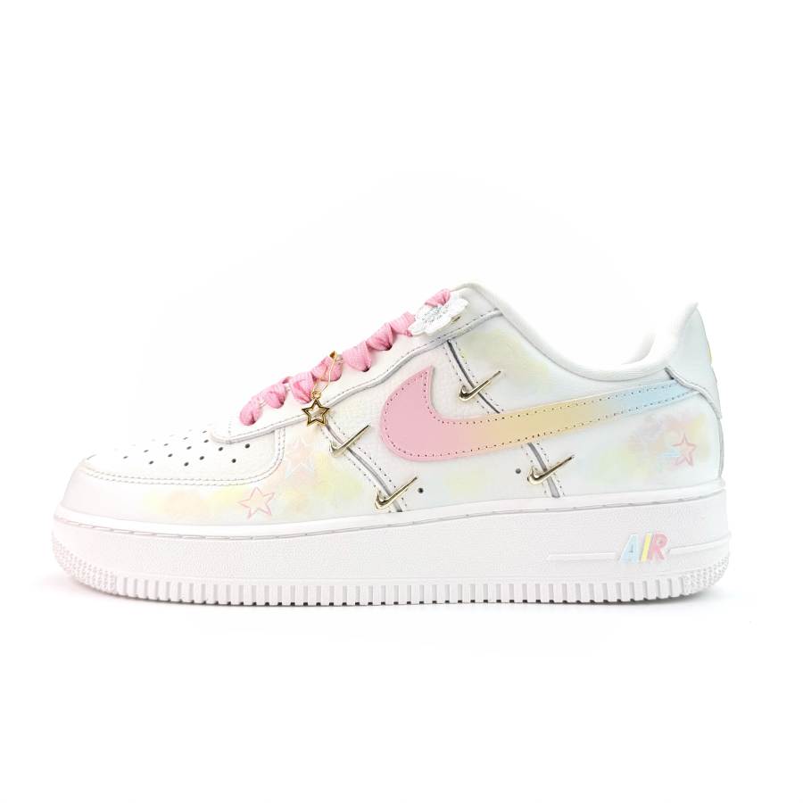 Nike Nike Air Force 1 Mini Gold Pink Star Dream Abrasion Resistant Abrasion Resistant Low top Skateboard Shoes Unisex