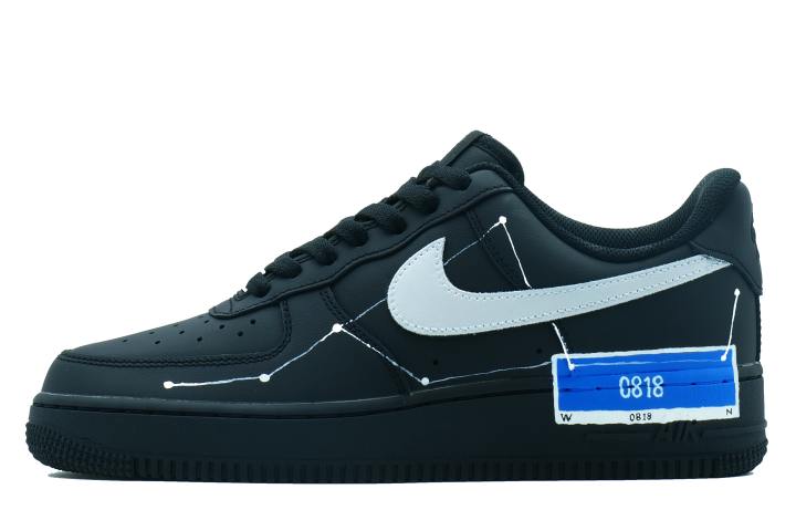 Nike Nike Air Force 1 Slip Resistant, Abrasion Resistant, Lightweight, Breathable Low top Skateboard Shoes Unisex Black Blue
